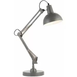 Slate Grey Steel Table Lamp Task Light - Inline Switch - Adjustable Desk Light