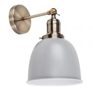 Wilhelm Antique Brass Wall Light with Grey Shade