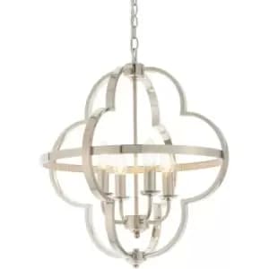 Endon - Barton 4 Light Multi Arm Lamp Ceiling Pendant Bright Nickel
