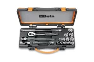 Beta Tools 910AS/MBM-C18 18pc 3/8" Dr Aeronautical Bi-Hex Socket & Accessory Set