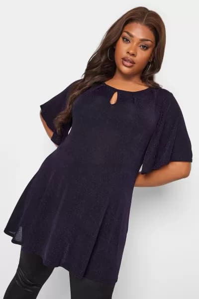 Keyhole Pleated Peplum Top