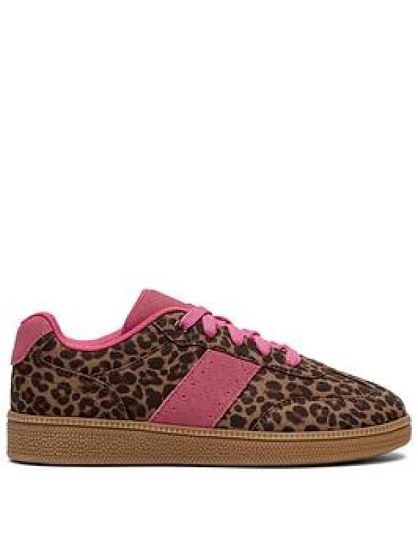 Clarks Cypress Lace Older Leopard Print Trainers, Lace Up in Brown Size: 3-Wide Fit Brown Unisex 3-Wide Fit