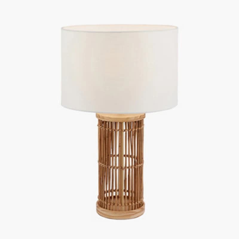 Sorbus Natural Ribbed Table Lamp Beige