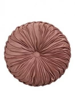 Round Pleated Velvet Cushion - Blush