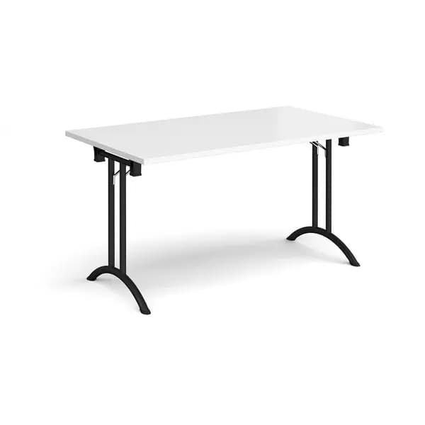 Rectangular Folding Meeting Table with Black Curved Legs - 1400mm - White