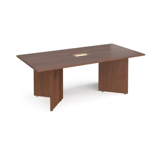 Arrowhead Rectangular Office Boardroom Table with Power Module Cut Out - Walnut - W2000mm
