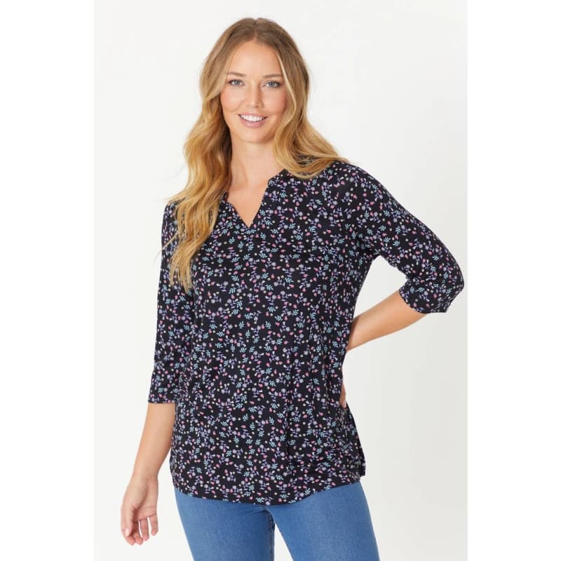 Be You Ditsy Open Collar Tunic - None None 10