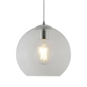 Balls 1 Light Dome Ceiling Pendant Chrome, Clear Glass, E27