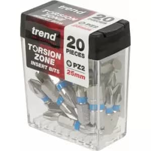 Trend - QR/IPZ2/20 Quick Release Pozi 25Mm Insert Bits 20 Pack