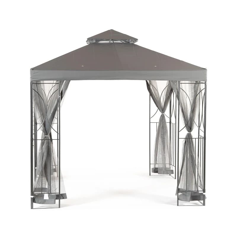 Suntime Polenza 2.5m Gazebo with full Nets - Grey Grey One Size
