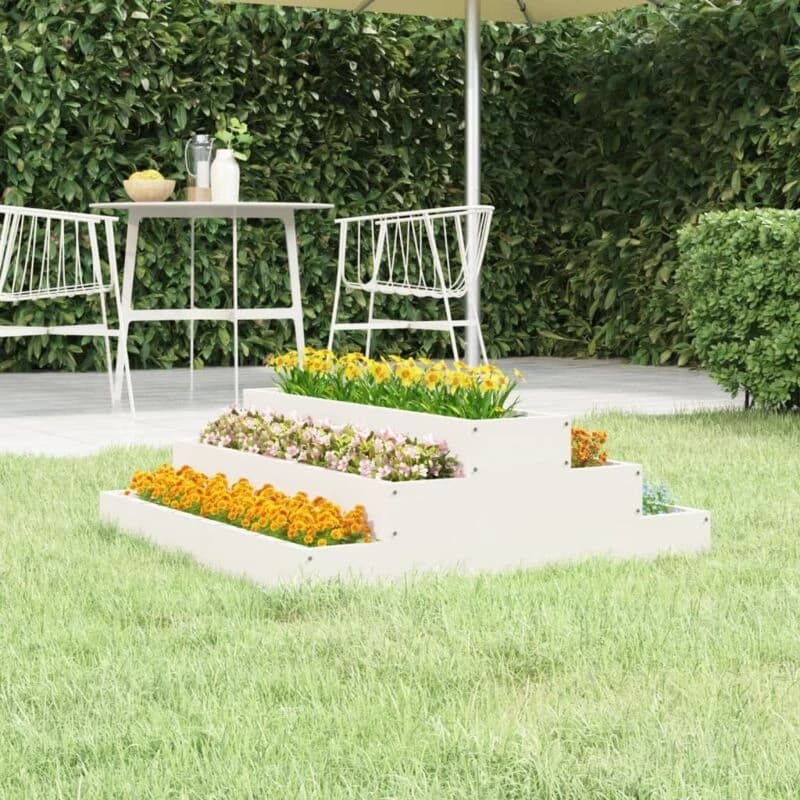 vidaXL Planter White 80x80x27cm Solid Wood Pine, White 823893