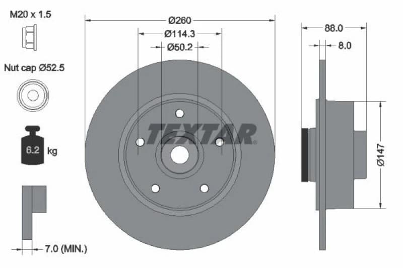 Brake disc TEXTAR 92196003