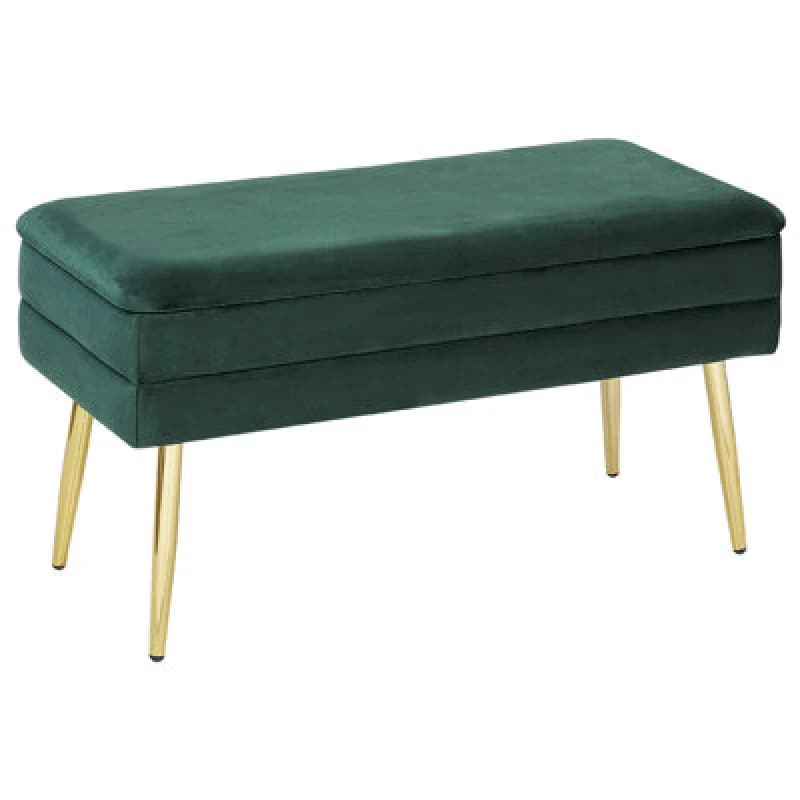 Beliani Storage Bench Durham Velvet Dark Green