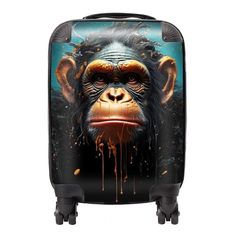 Warren Reed - Designer Monkey Face Splashart Blue Suitcase Size: Medium Blue Unisex Medium