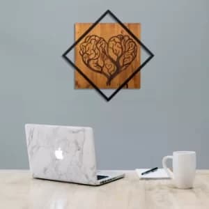 Tree Heart Walnut Black Decorative Wooden Wall Accessory