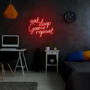 eat sleep game repeat - red red Wall Lamp