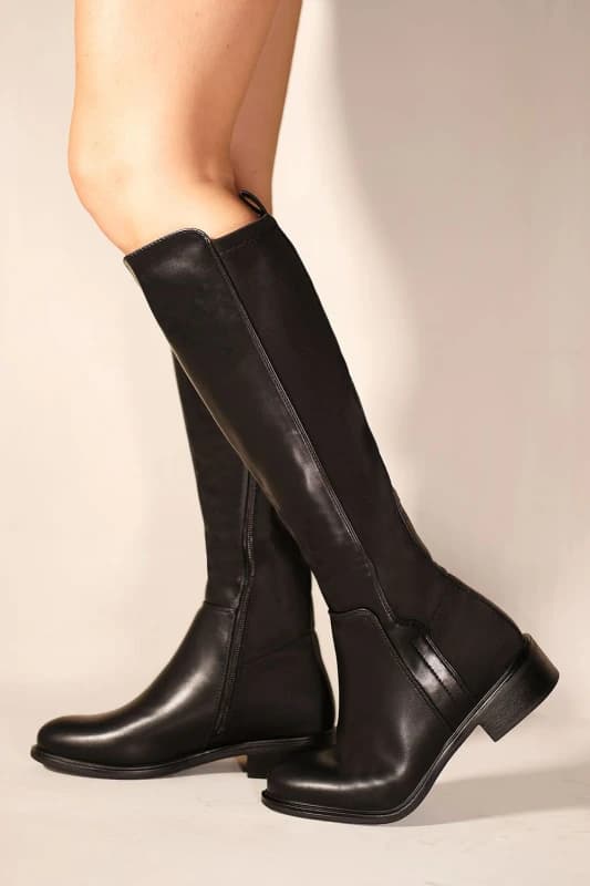 Where's That From 'Parker' Knee High Boots With Side Zip Black