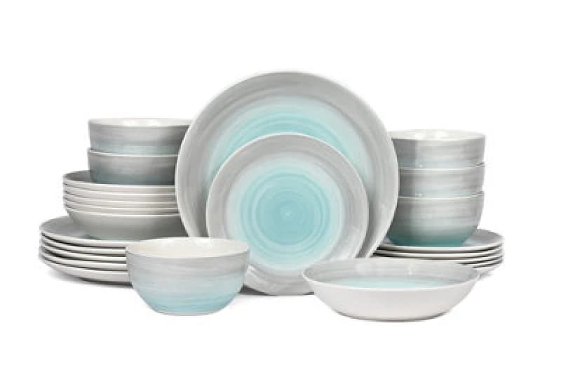 Waterside 24Pc Blue & Grey Mix Spin Wash Dinner Set, Multi 6291