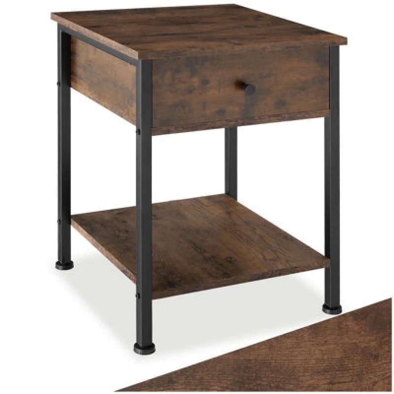 Tectake Bedside Table Bradford - Industrial Wood Dark, Rustic