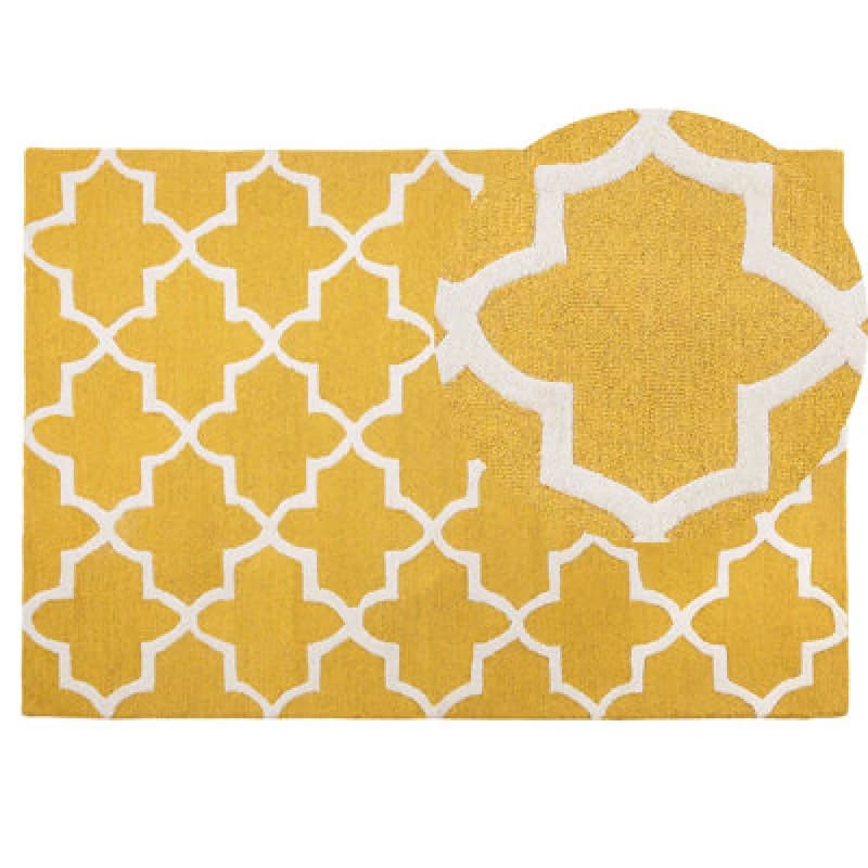 Beliani Rug Silvan Yellow 140 X 200 Cm Wool