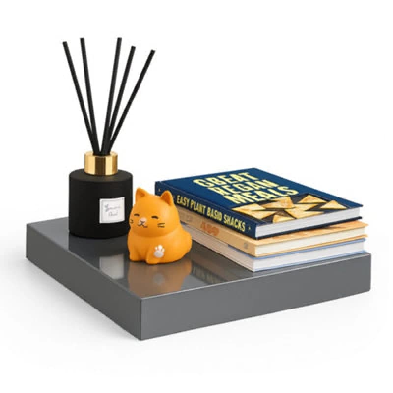 Innoteck 30Cm High Gloss Grey Floating Wall Shelf 30Cm