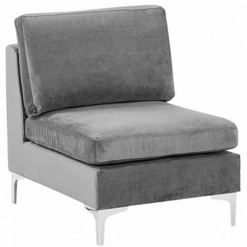 Beliani 1-Seat Section Evja Velvet Grey
