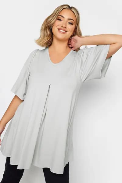 Yours Short Sleeve Top Grey