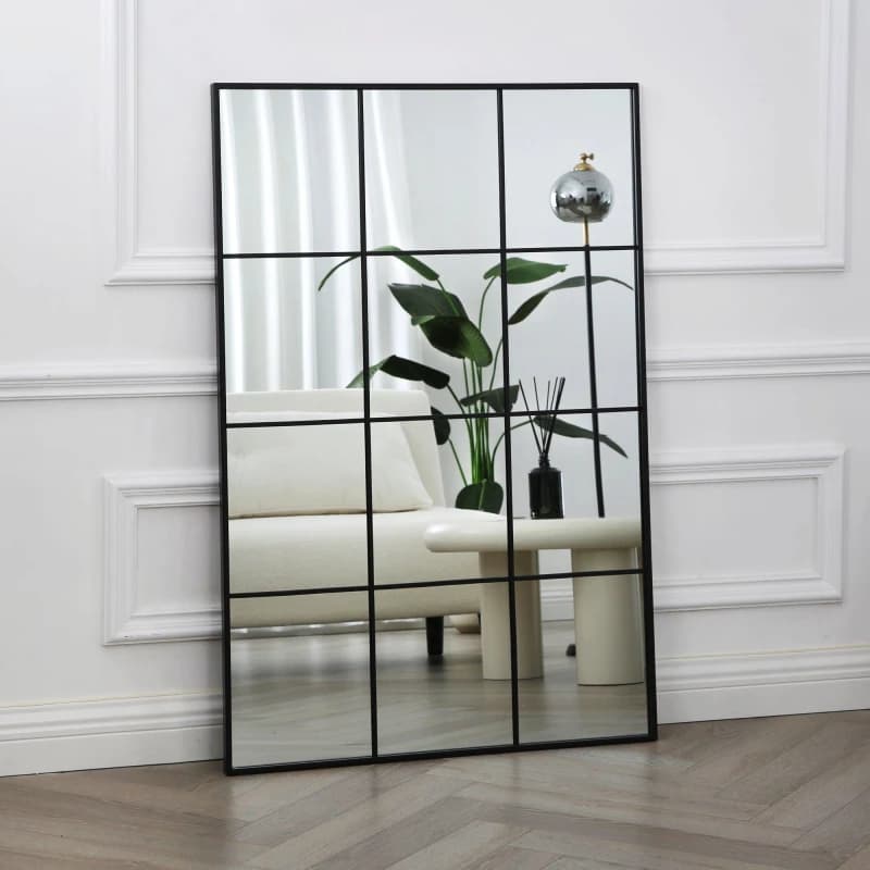 Home Garden Direct Aion - Window Mirror with Rectangular Black Frame - 120x80 Black Unisex