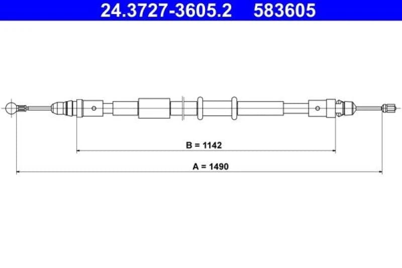 Handbrake cable ATE 24.3727-3605.2