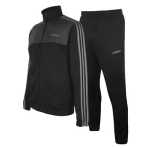 adidas 3 Stripe Basic Poly Tracksuit Mens - Black