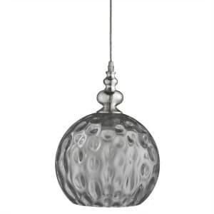 1 Light Pendant Chrome, Smoked ,Glass Shade, E27