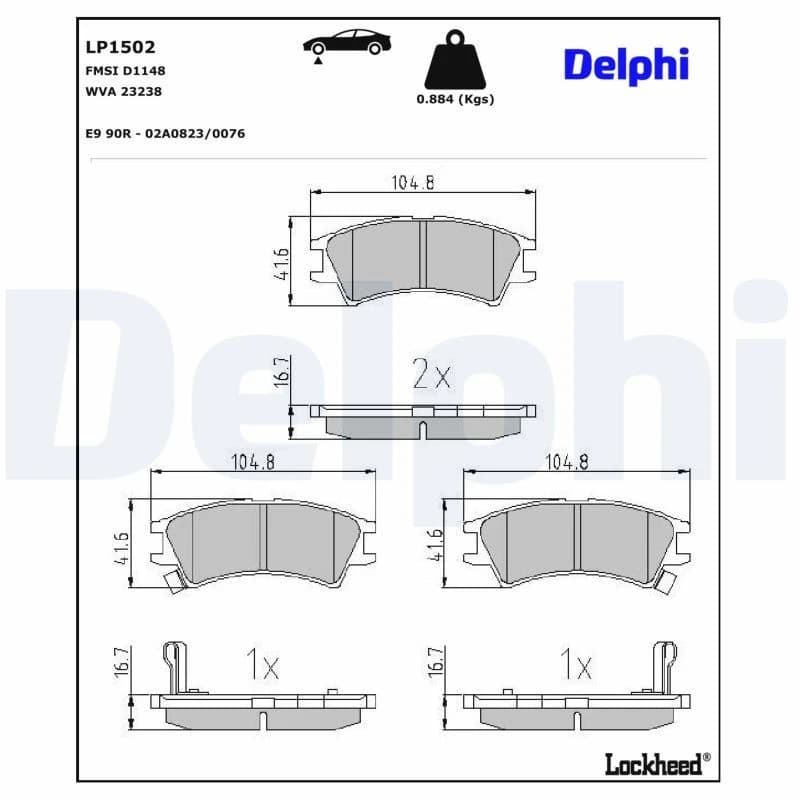 DELPHI Brake pad set DELPHI LP1502