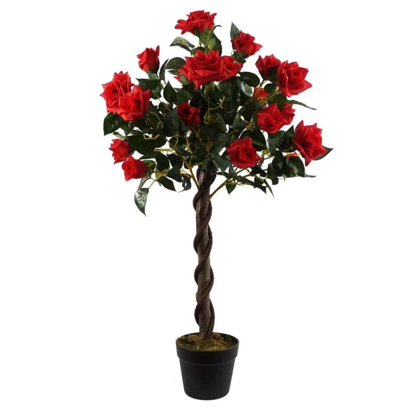 Leaf Design Artificial Red Rose Tree Wedding Twisted Vine Detail 90cm (3ft)