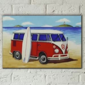 Red Split Campervan 8 x 12 Tile