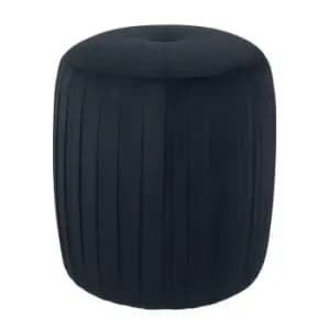 Appley Luxury Pleated Velvet Stud Button Pouffe Black
