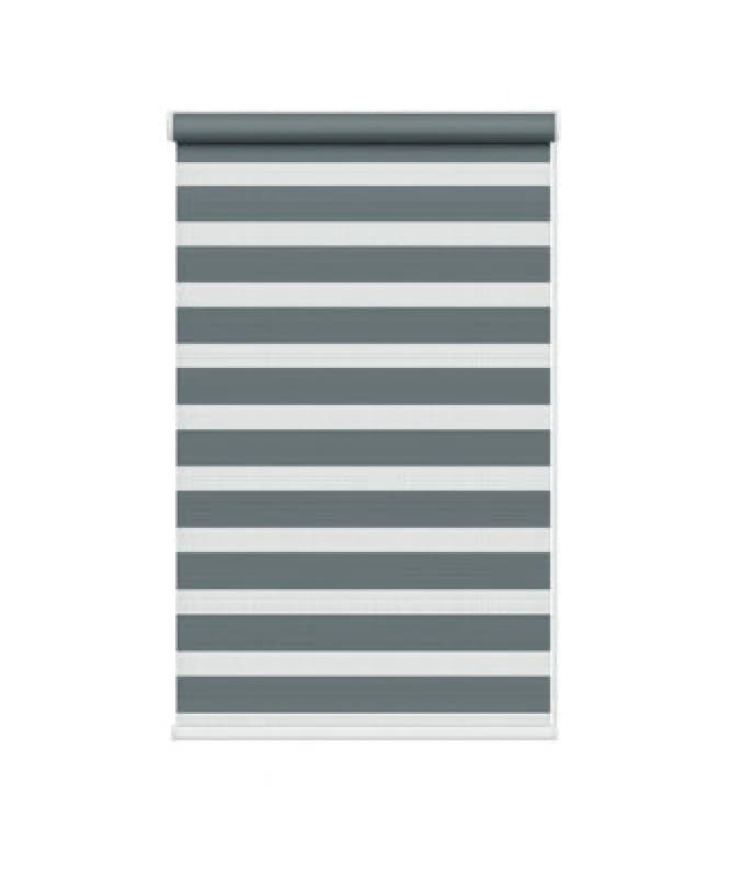 Slate Grey Day & Night Zebra Roller Blind (165Cm Drop) - 65Cm