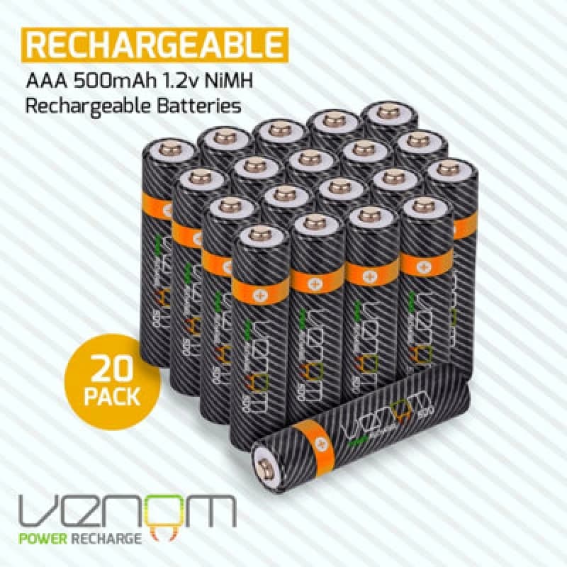 Venom Rechargeable AAA Batteries (20-Pack) Black unisex