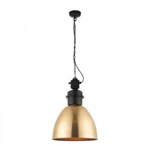 1 Light Dome Ceiling Pendant Antique Brass, Matt Black, E27
