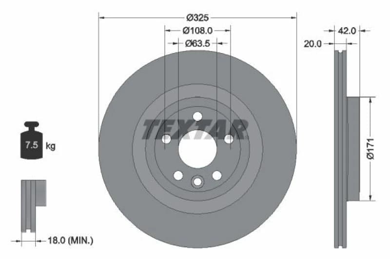 Brake disc TEXTAR 92314305