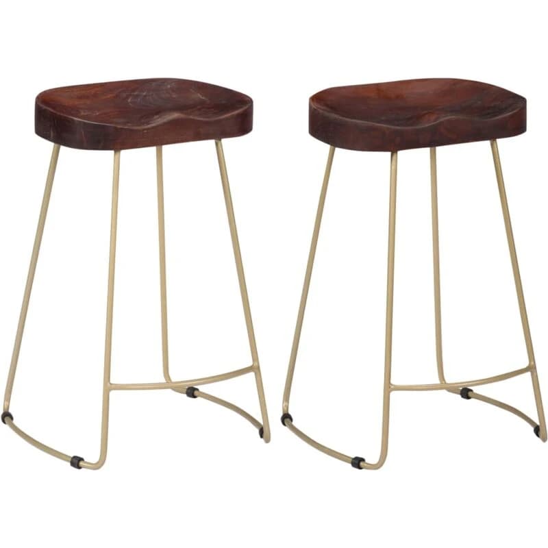 vidaXL 2x Solid Mango Wood Gavin Bar Stools 46x38x52cm Kitchen Dining Seat