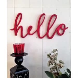 Hello Red Red Decorative Wooden Wall Accessory