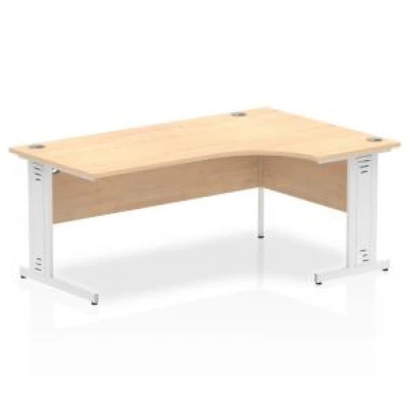 Dynamic Impulse 1800mm Right Crescent Desk Maple Top White Cable...