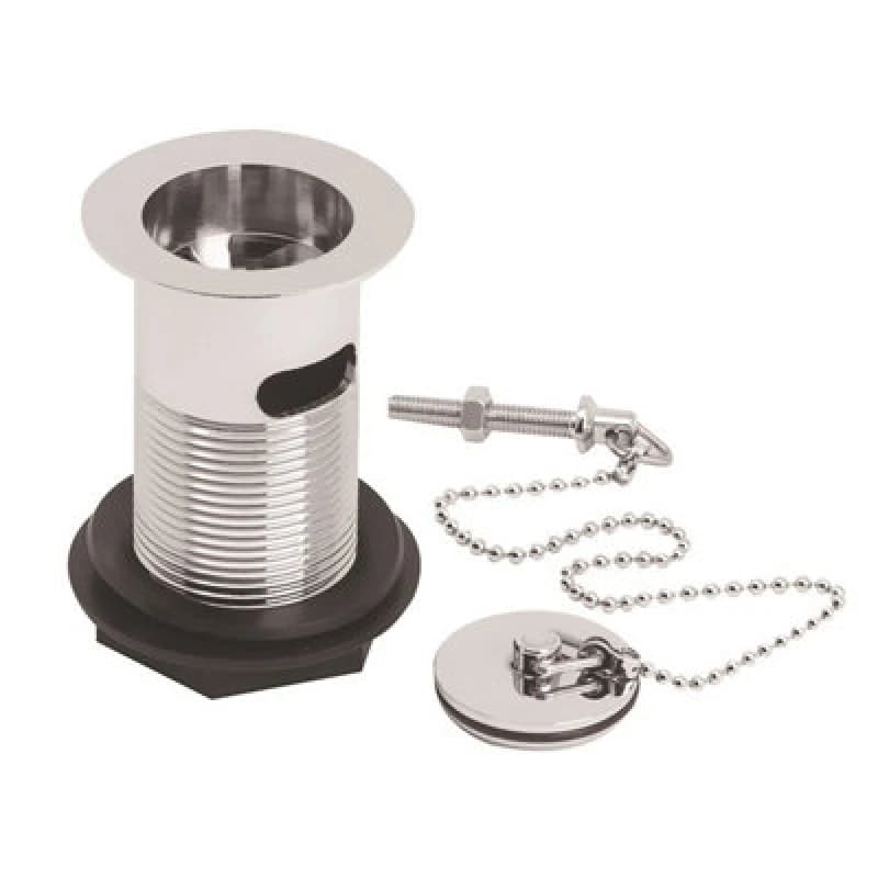 Balterley Ceramic Accessories Basin Waste with Brass Plug Ball Chain Chrome Silver