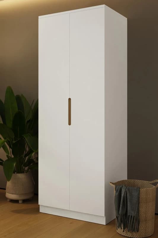 FWStyle Veloce 2 Door White Gloss Double Wardrobe White