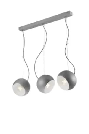 Inez Bar Pendant Ceiling Light Silver, 3x E27