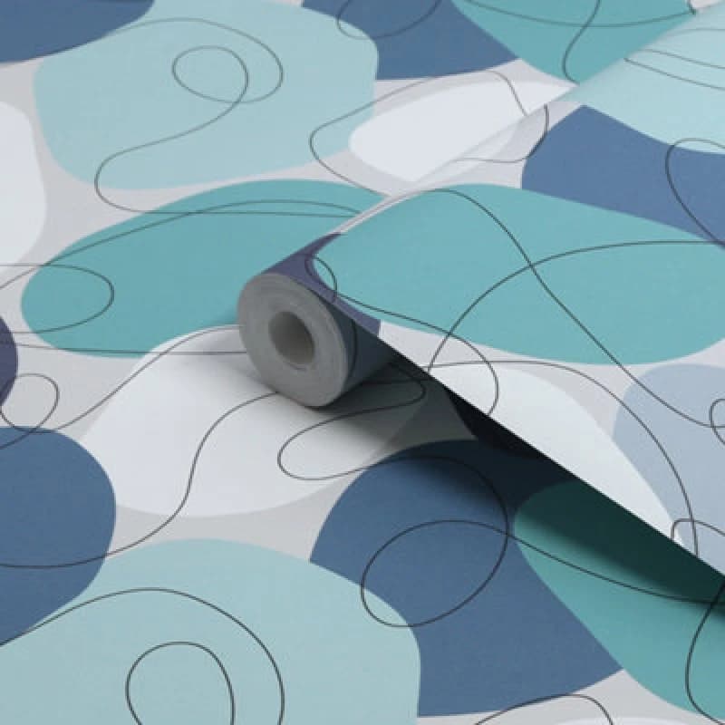 Envy Mood Retro Geometric Wallpaper Blue