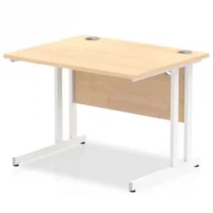 Trexus Rectangular Desk White Cantilever Leg 1000x800mm Maple Ref