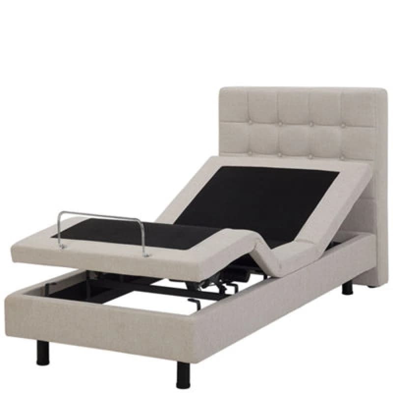 Beliani Adjustable Bed Fabric Duke 90 X 200 Cm (Eu Single) Beige