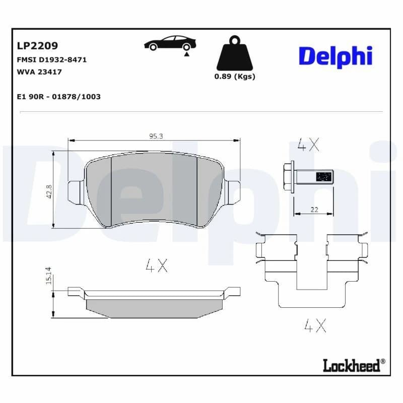 DELPHI Brake pad set DELPHI LP2209