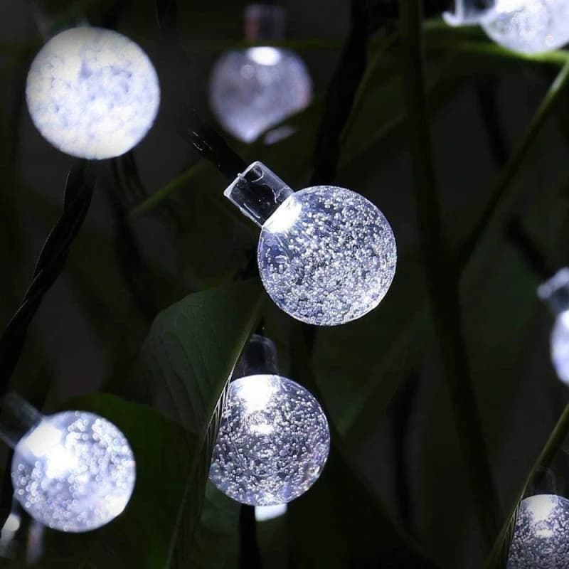 Planet Solar Planet Solar 30 White Crystal Ball Solar Powered String Lights 6m